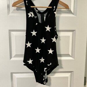 Norma Kamali Star Print Racerback Bodysuit